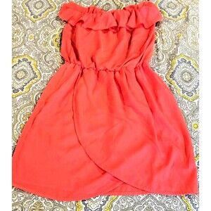 New $69 Gap Strapless Summer Mini Dress Aline Ruffles Beach Wear Coverup Coral